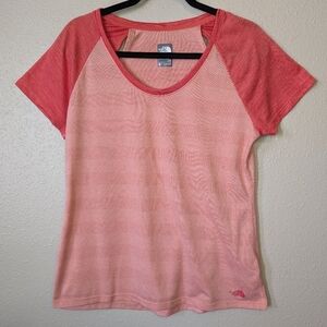 The North Face Flash Dry size Large Ladies Orange Short Sleeve Adventure Tee